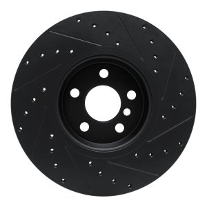 BMW 430i xDrive Gran Coupe Brake Rotor (1) - Front Left - R1 Concepts - Drilled & Slotted - Black - `18-`25